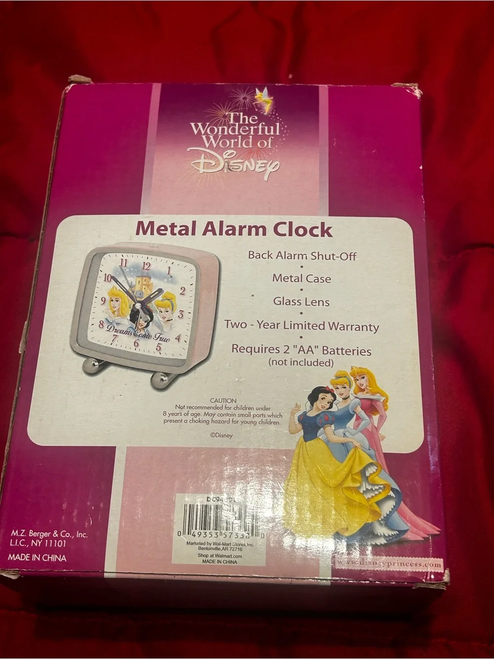 Vintage Disney Princess Metal Alarm Clock